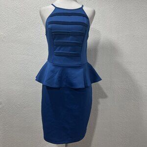 Bisou Bisou Sapphire Blue Sleeveless halter neck Bodycon Dress Women's Size 6